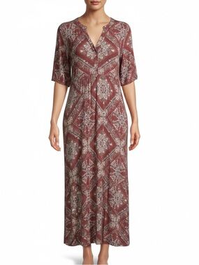 Knox Rose Burgundy Paisley Maxi Dress Size XXL